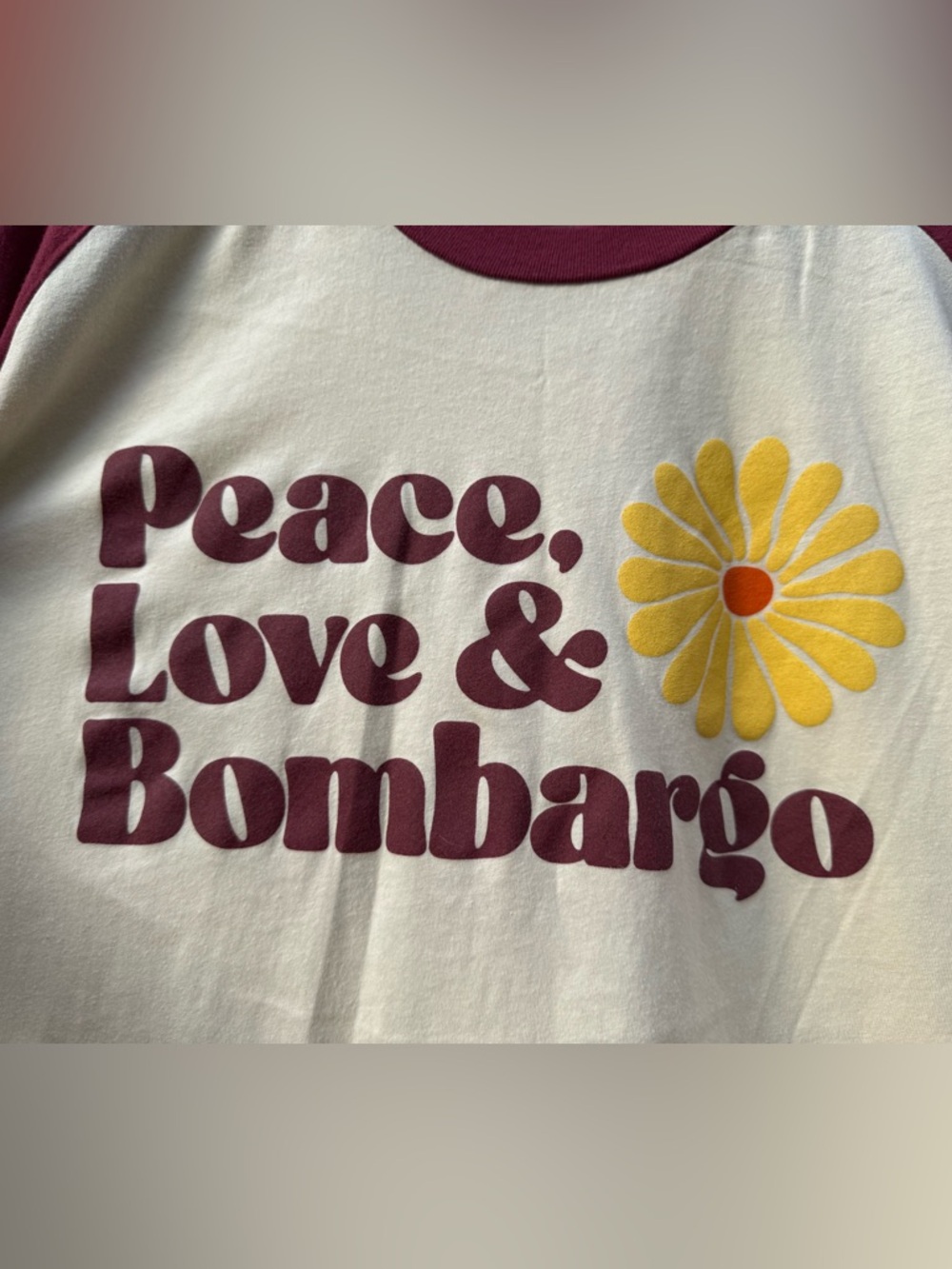 Peace Love & Bombargo Custom Cut & Sew Tee Shirt Unisex Size SM - Picture 4 of 14